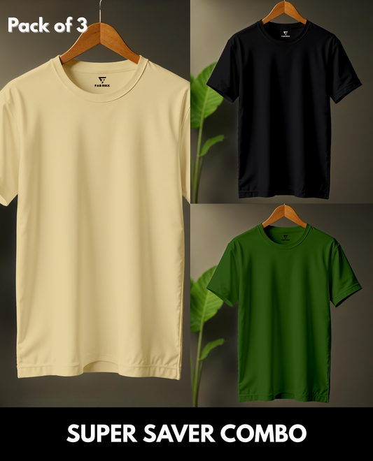 The Best Seller Combo Plain Classic Fit Tees | Premium Cotton | Pack of 3